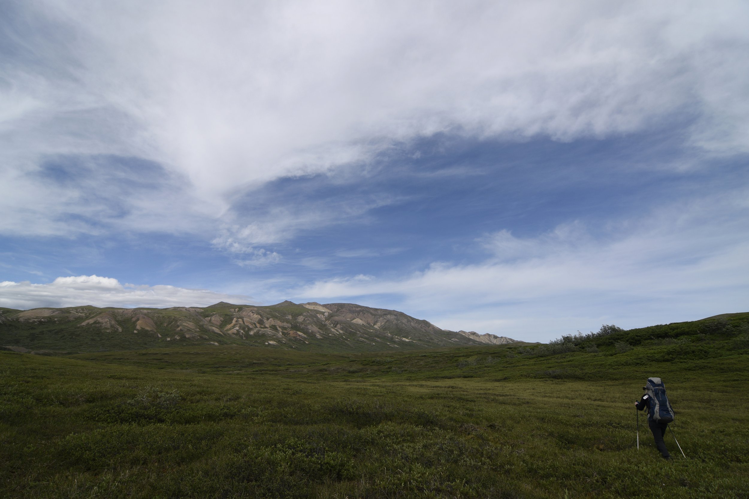 Figure crossing open tundra