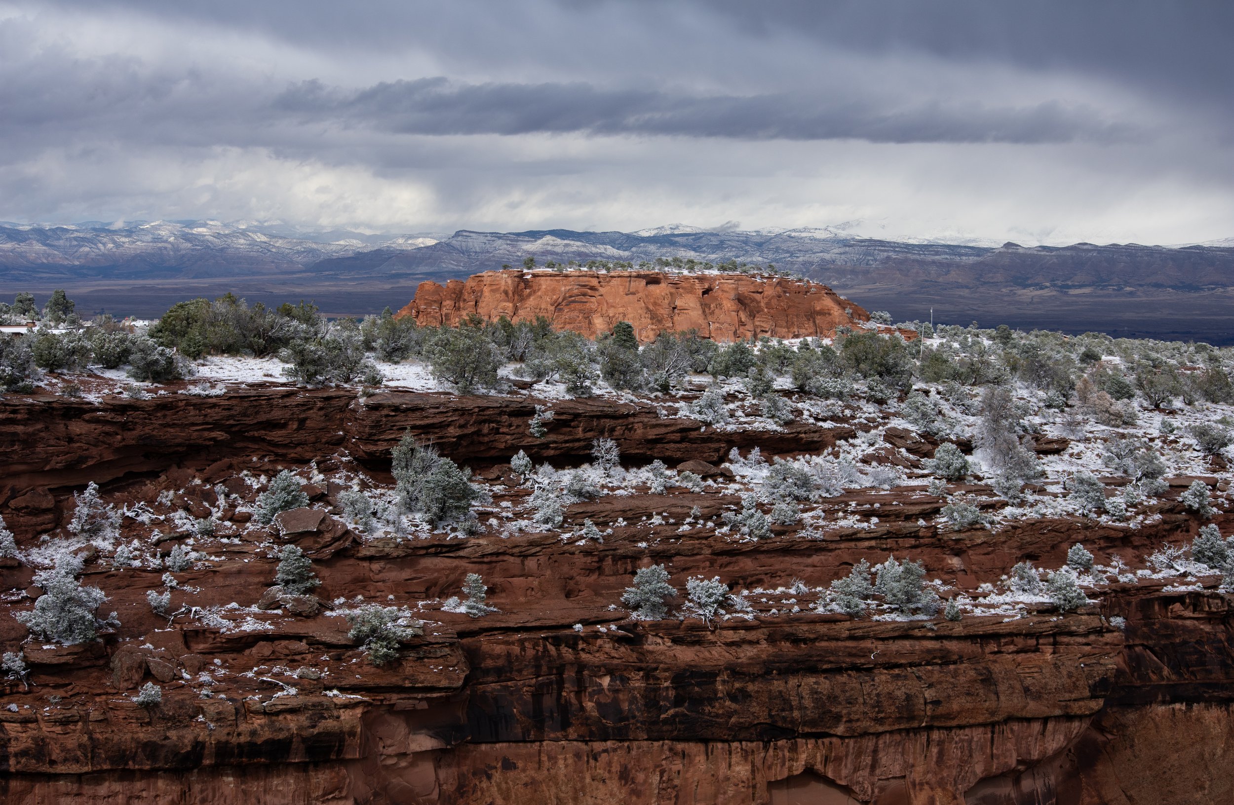 Winter snow on sandstone