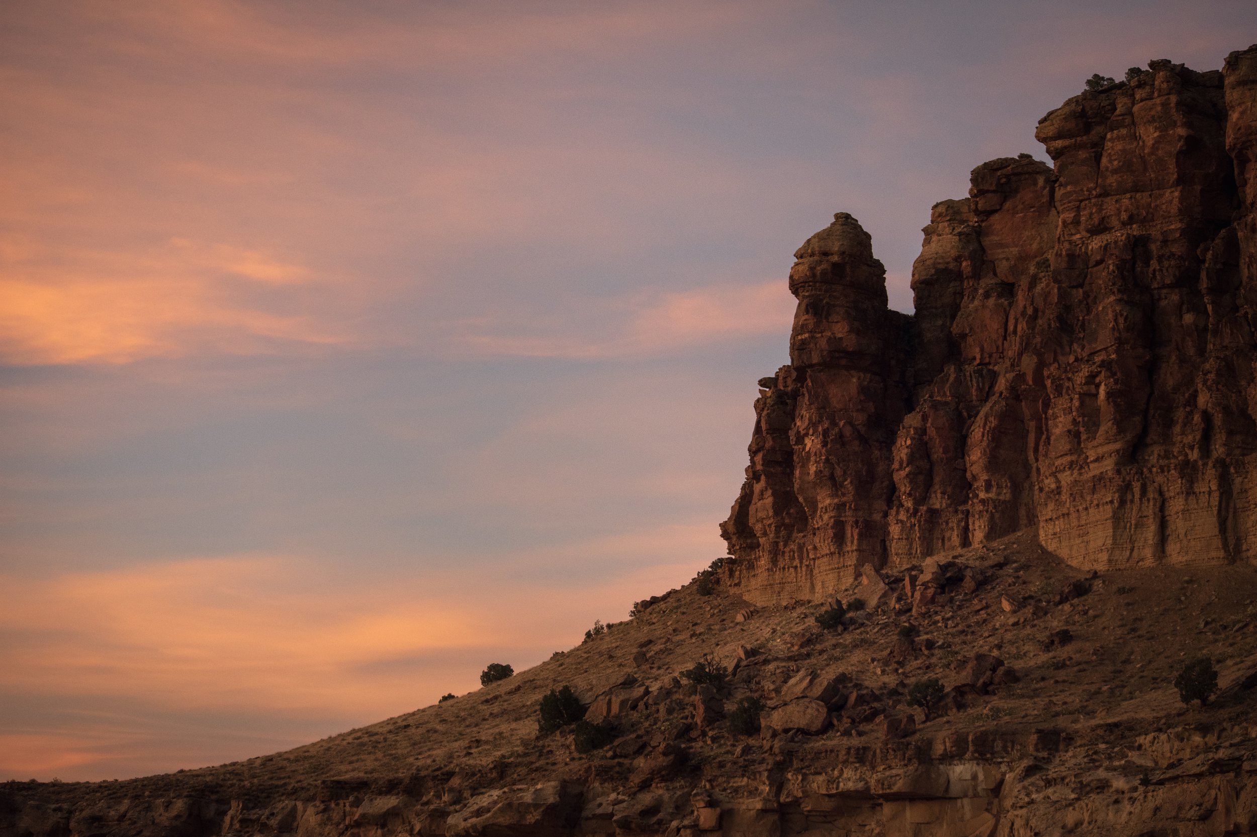 Sunset on sandstone cliffs